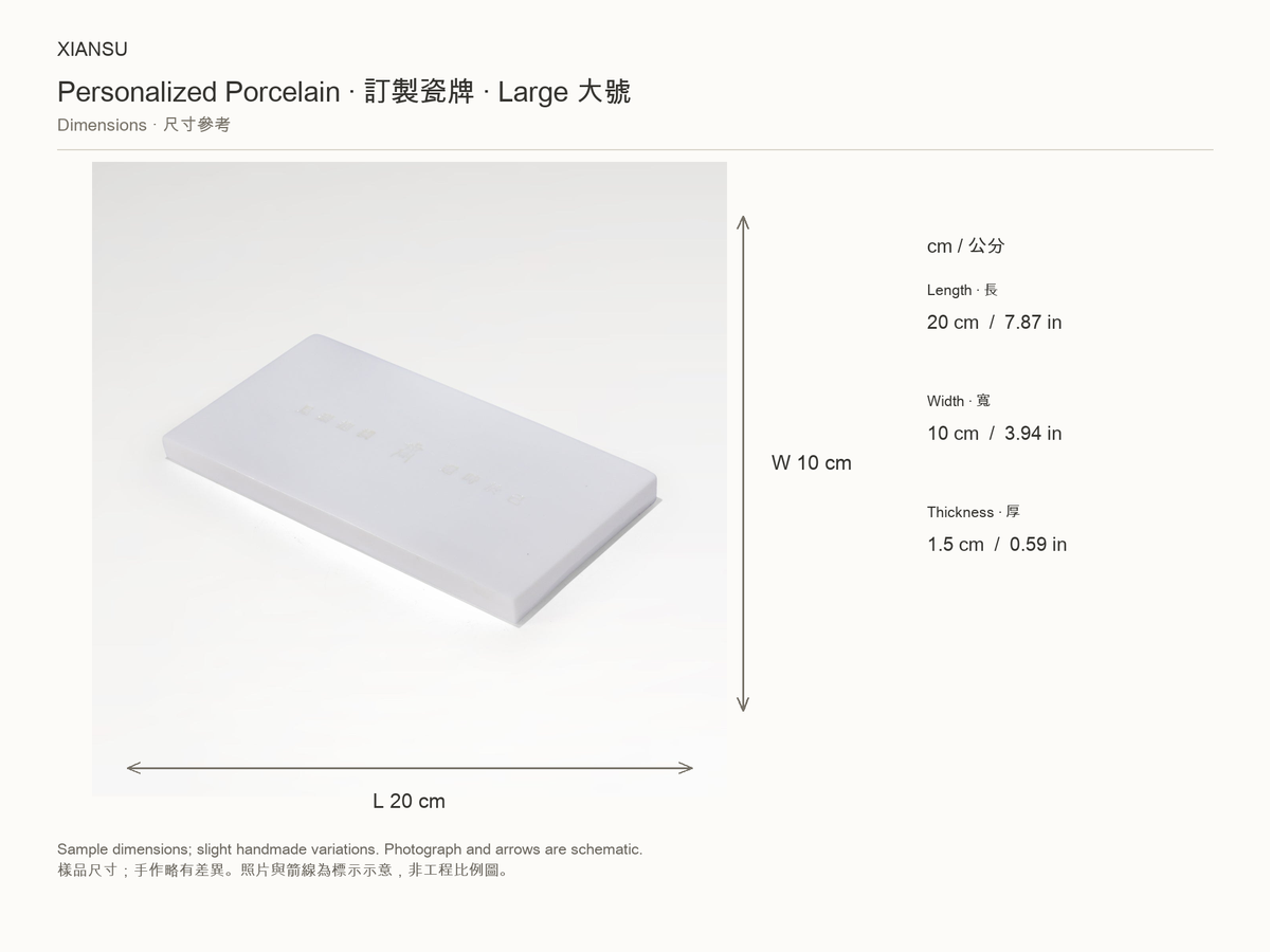 BRAND-NP-L · 20 × 10 × 1.5 cm · 尺寸公分與英吋